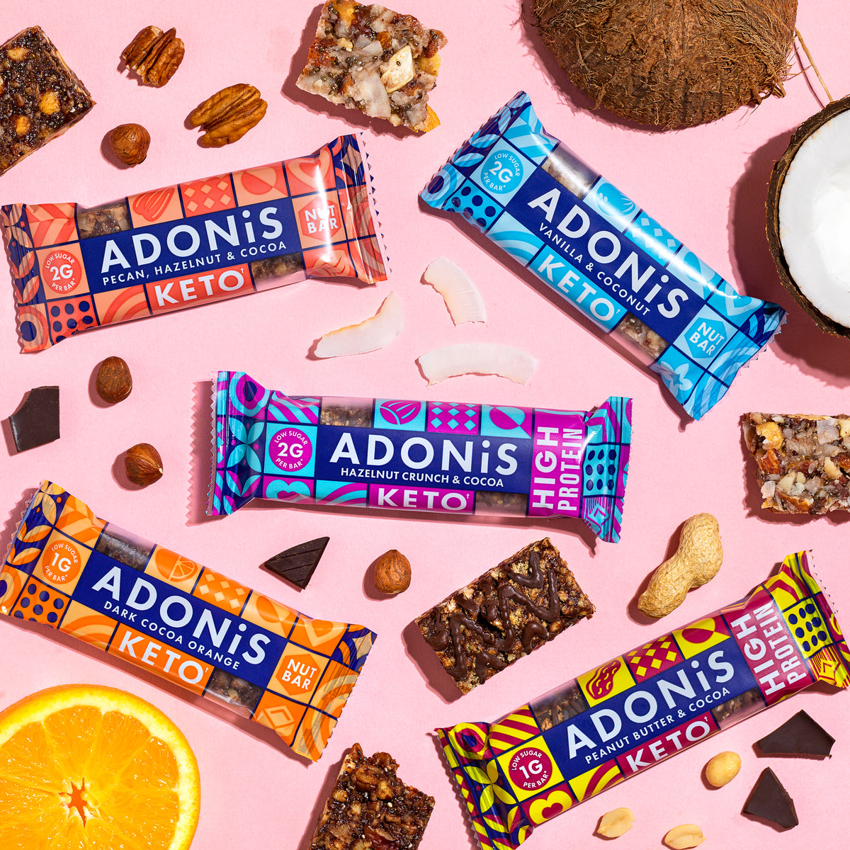 Adonis Mix Box Keto Bars avec toutes les saveurs (x20 barres)