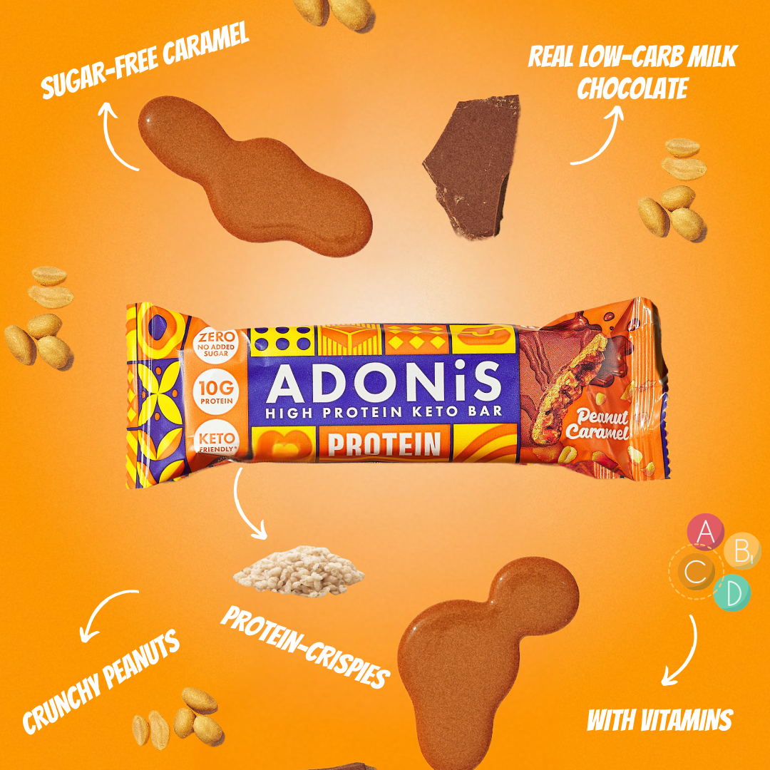 Barres Keto aux arachides et au chocolat d'Adonis (16x45gr)