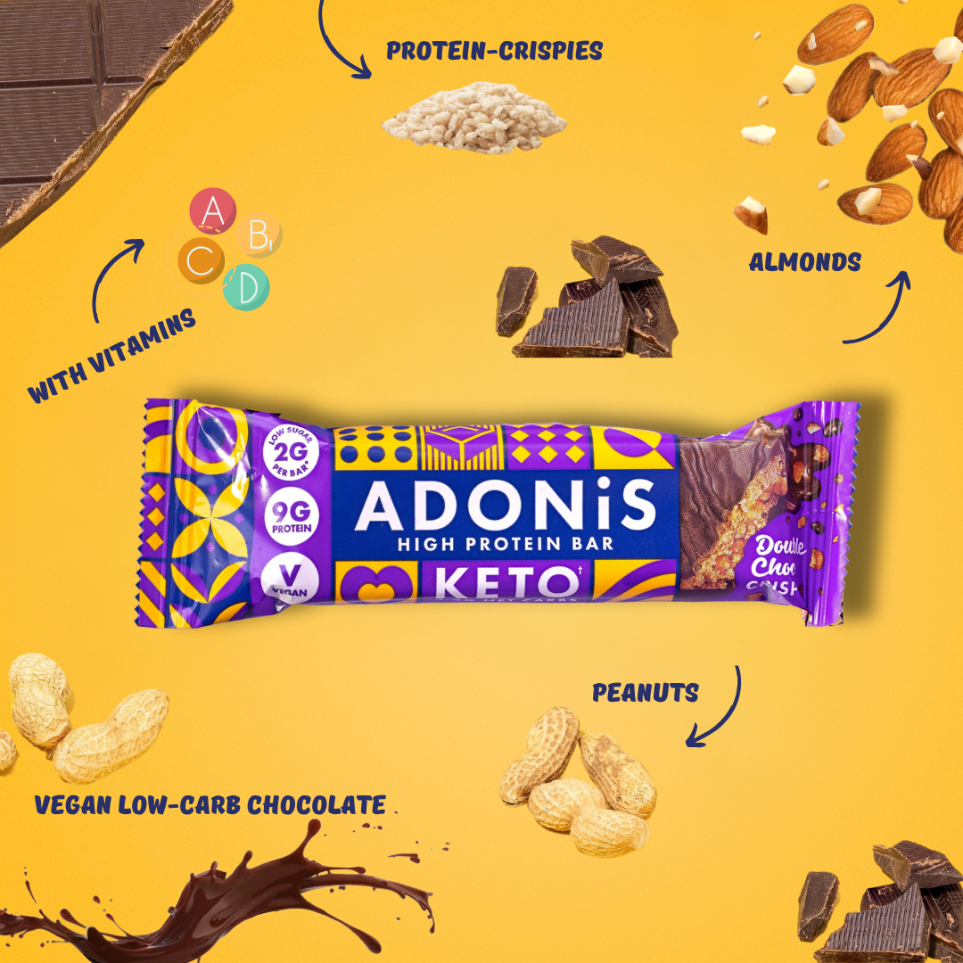 Barres Keto aux arachides et au chocolat d'Adonis (16x45gr)
