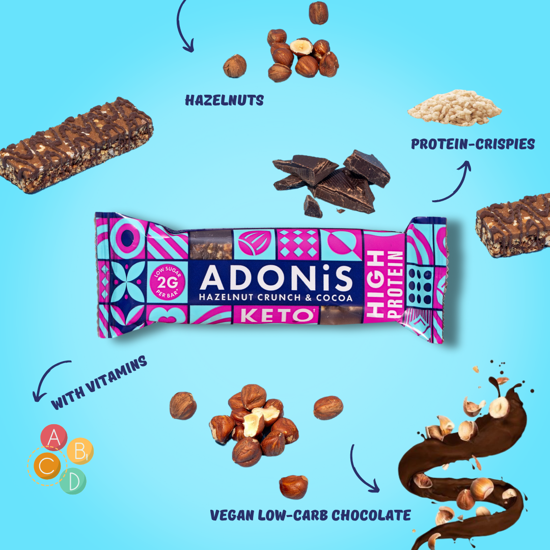 Barres Keto High Protein Crunch aux noisettes (16x45g)