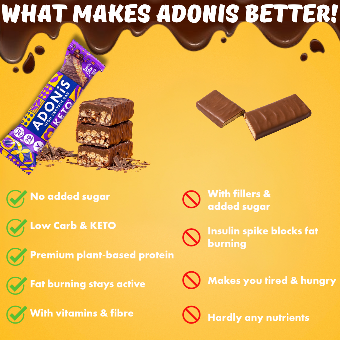 Barres Keto aux arachides et au chocolat d'Adonis (16x45gr)